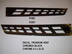 DECAL TRANSOM VENT CHROMAX BLACK CHROME 4.3 x 23.32 - 140013<Nautique Clearance