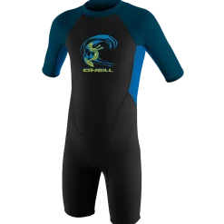 Toddler Reactor II 2MM Back Zip S/S Spring Wetsuit - Black/Ocean/Slate<O'Neill New